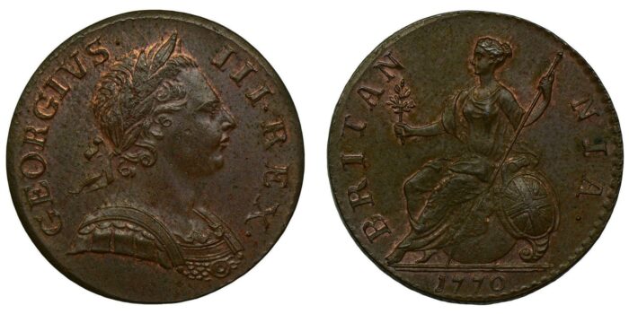 George III Copper Halfpenny 1770 Scarce In Grade