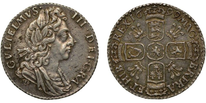 William III Silver Sixpence 1699 Very Rare, ESC rated R2