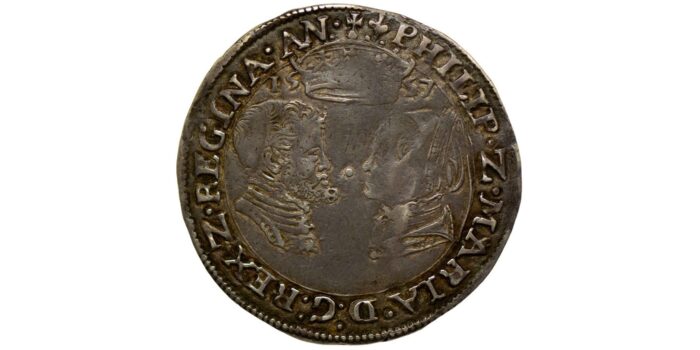 Philip & Mary Silver Sixpence 1557 Rare