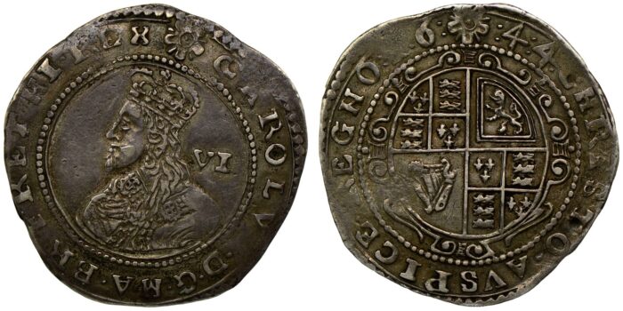 Charles I Silver Sixpence 1644 Very rare