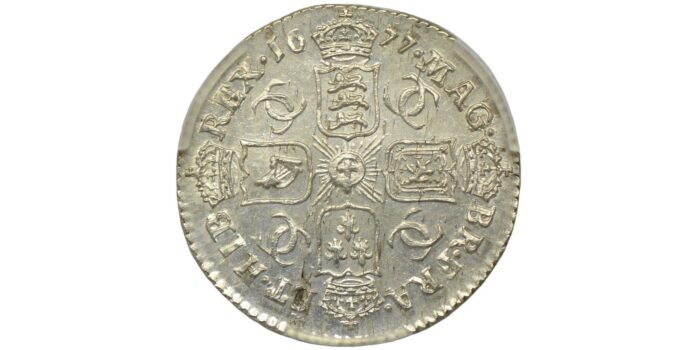 Charles II Silver Sixpence 1677 Scarce in this condition