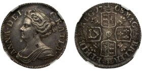 Anne Silver Sixpence 1708 Rare