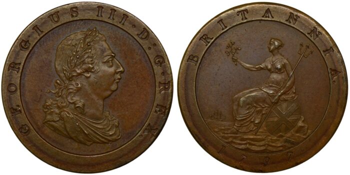 George III Copper Bronzed Proof Halfpenny 1797 Rare