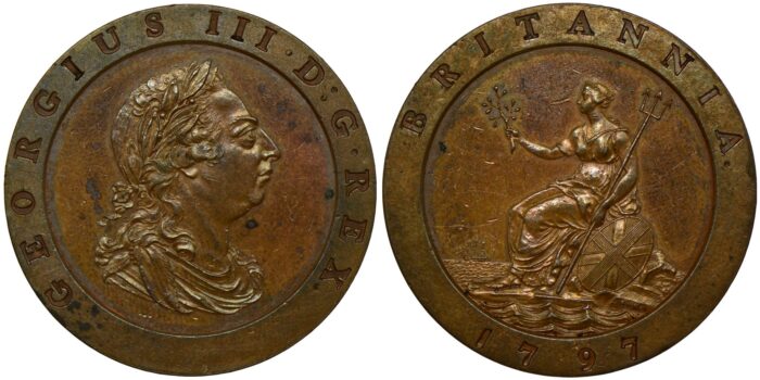 George III Copper bronzed proof Twopence 1797 Scarce