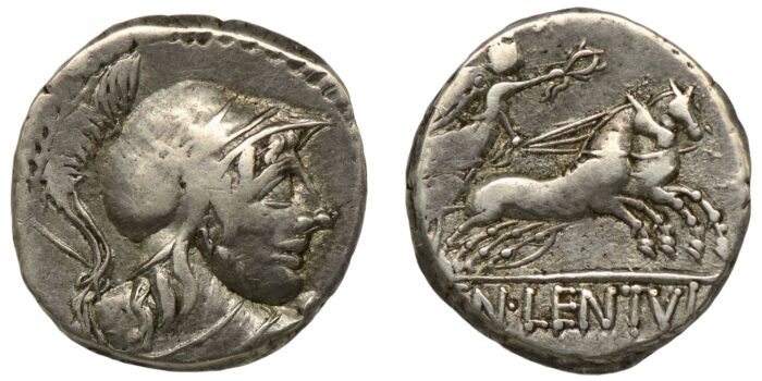 Cn. Lentulus Clodianus Silver Denarius 88 BC