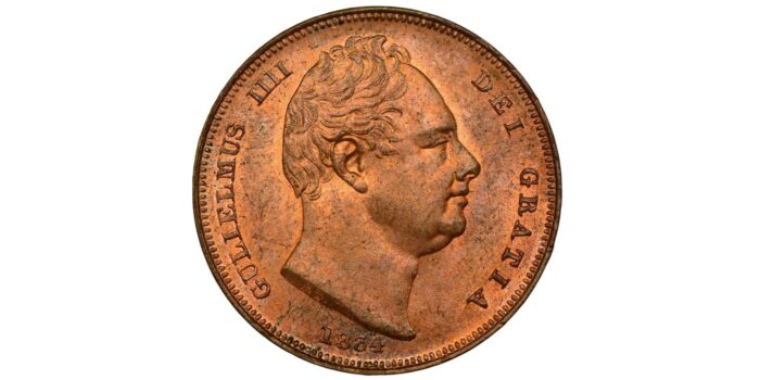 William IV Copper Farthing 1834 Scarce in this condition