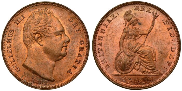 William IV Copper Farthing 1834 Scarce in this condition