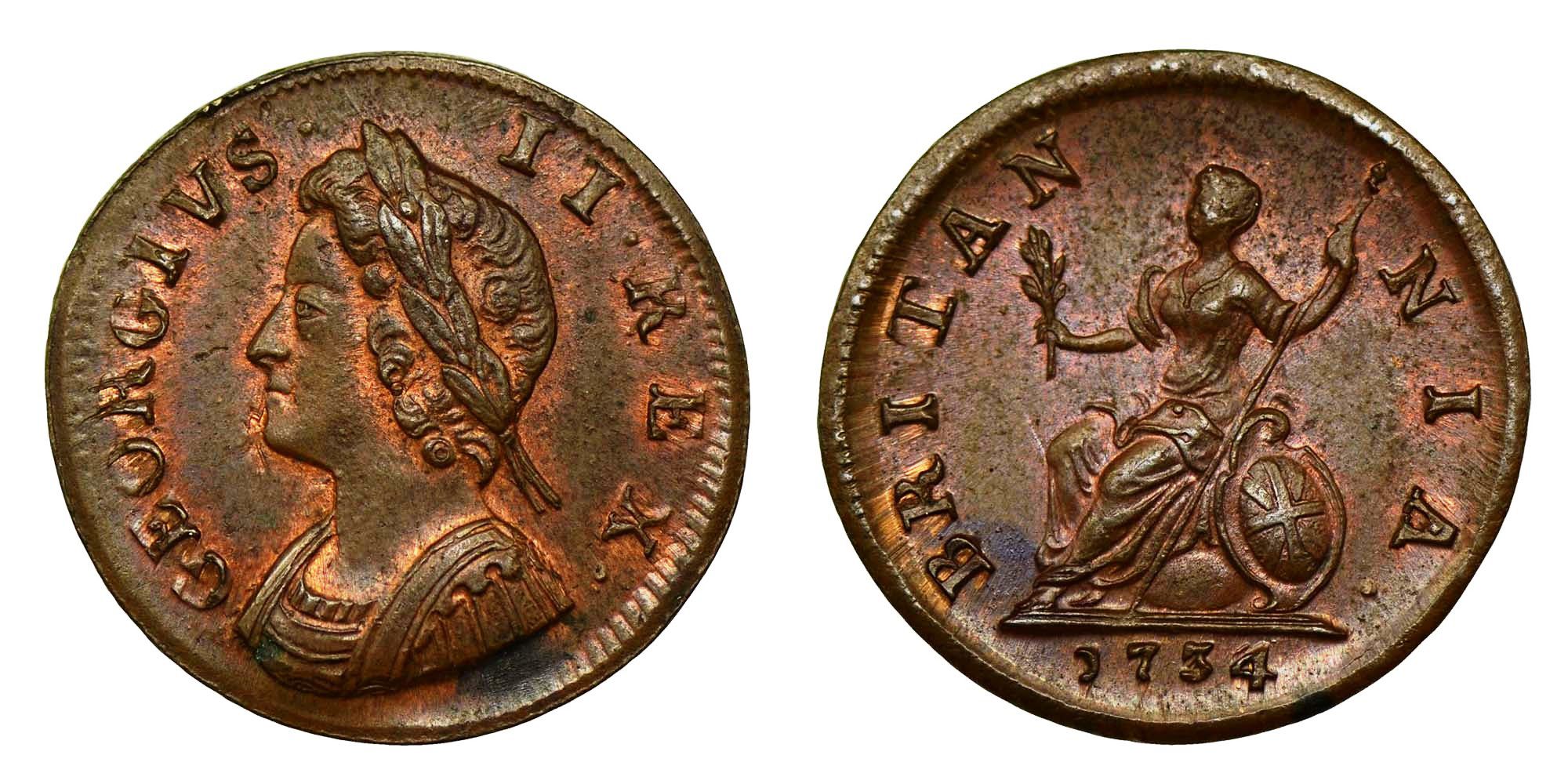 George II Copper Farthing 1734