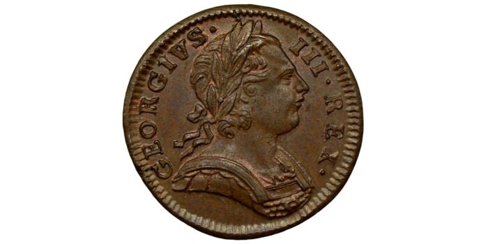 George III Copper Farthing 1775 Very rare in this condition