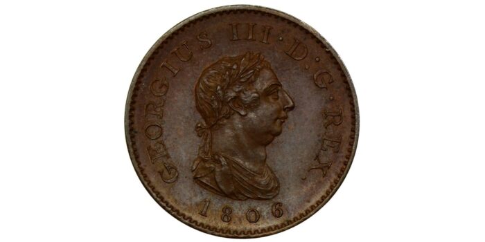 George III Copper Bronzed Proof Farthing 1806