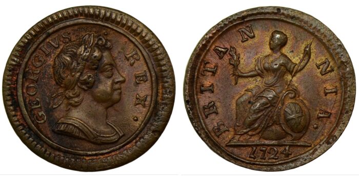 George I Copper Farthing 1724 Rare in this condition