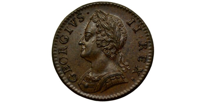 George II Copper Farthing 1754 Very rare in this condition