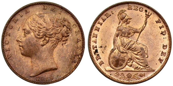 Victoria Copper Farthing 1839