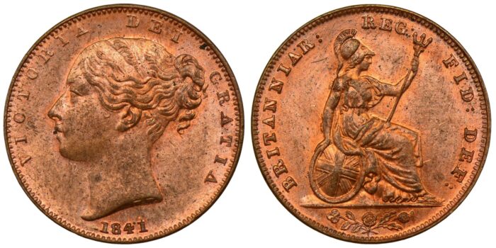 Victoria Copper Farthing 1841 Scarce in this condition