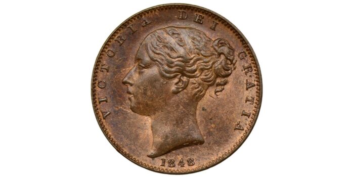 Victoria Copper Farthing 1848 Scarce in this condition