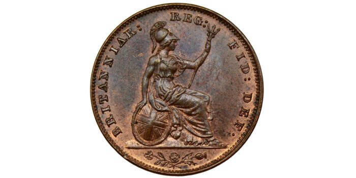 Victoria Copper Farthing 1849 Extremely rare variant on an already rare date, desirable thus.