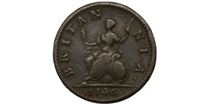 George II Copper Farthing 1746 Extremely rare