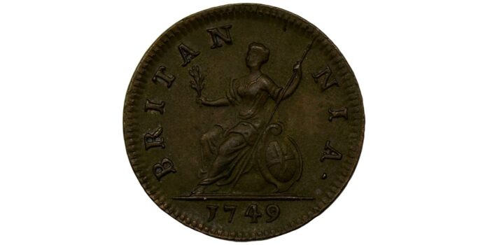 George II Copper Farthing 1749 Rare in this condition