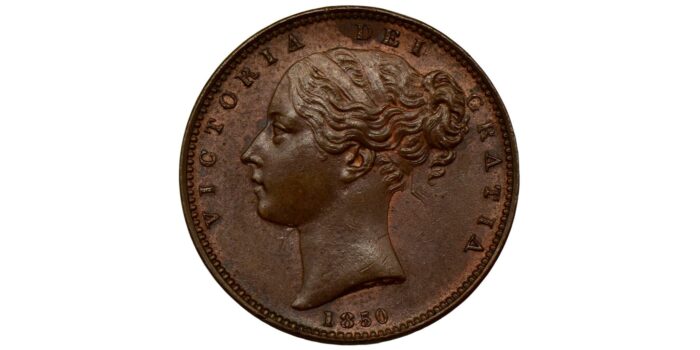 Victoria Copper Farthing 1850 5/4