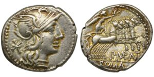 P. Maenius Antiaticus M.f Silver Denarius 132 BC