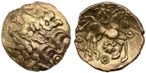 Atrebates & Regni, Gold Quarter Stater, Bognor Cogwheel, Mane type