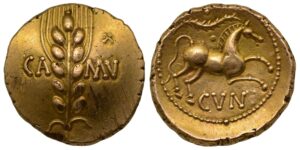 Catuvellauni & Trinovantes, Cunobelin Gold Stater c. AD 10-43 Cunobelin Linear type