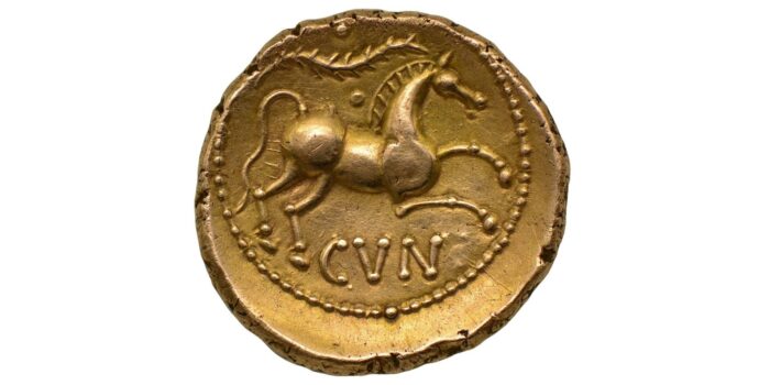 Catuvellauni & Trinovantes, Cunobelin Gold Stater c. AD 10-43 Cunobelin Linear type