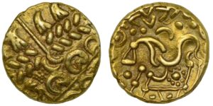 Corieltauvi, Gold Stater, North East Coast, Chevron type Extremely rare