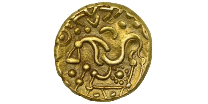 Corieltauvi, Gold Stater, North East Coast, Chevron type Extremely rare