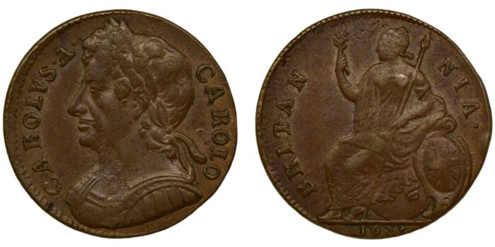 Charles II Copper Halfpenny 1673 Scarce in this condition