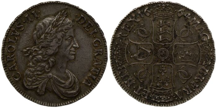 Charles II Silver Crown 1664 Very rare in this condition