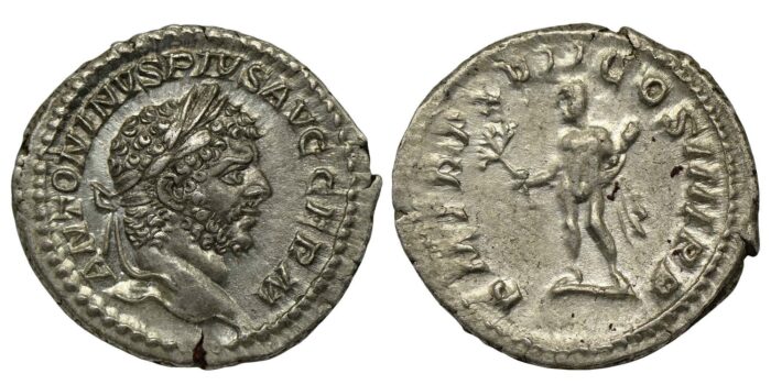 Caracalla Silver Denarius AD 214