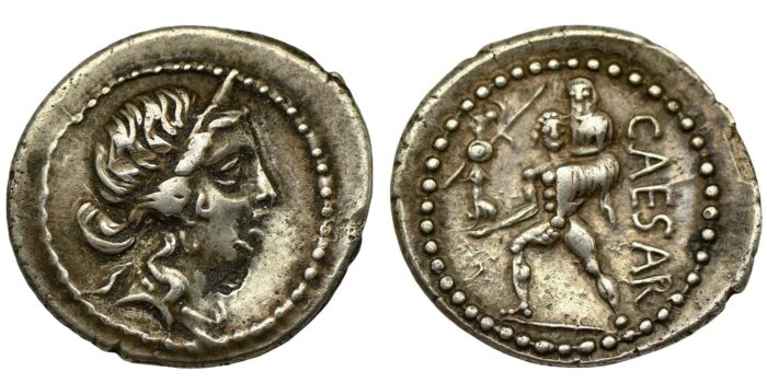 Julius Caesar Silver Denarius 47-46 BC