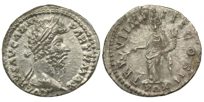 Lucius Verus Silver Denarius AD 166