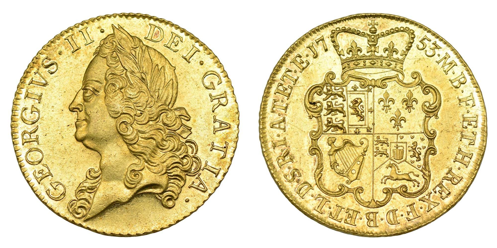 George II Gold Two Guineas 1753 'R2' - Very Rare, the key date for this series