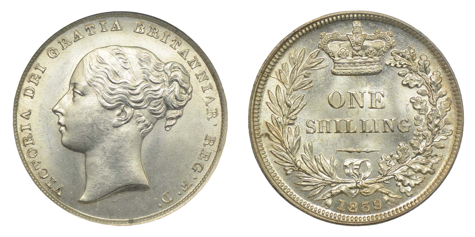 Victoria Silver Shilling 1839 Presumed rare with the stated obverse die errors