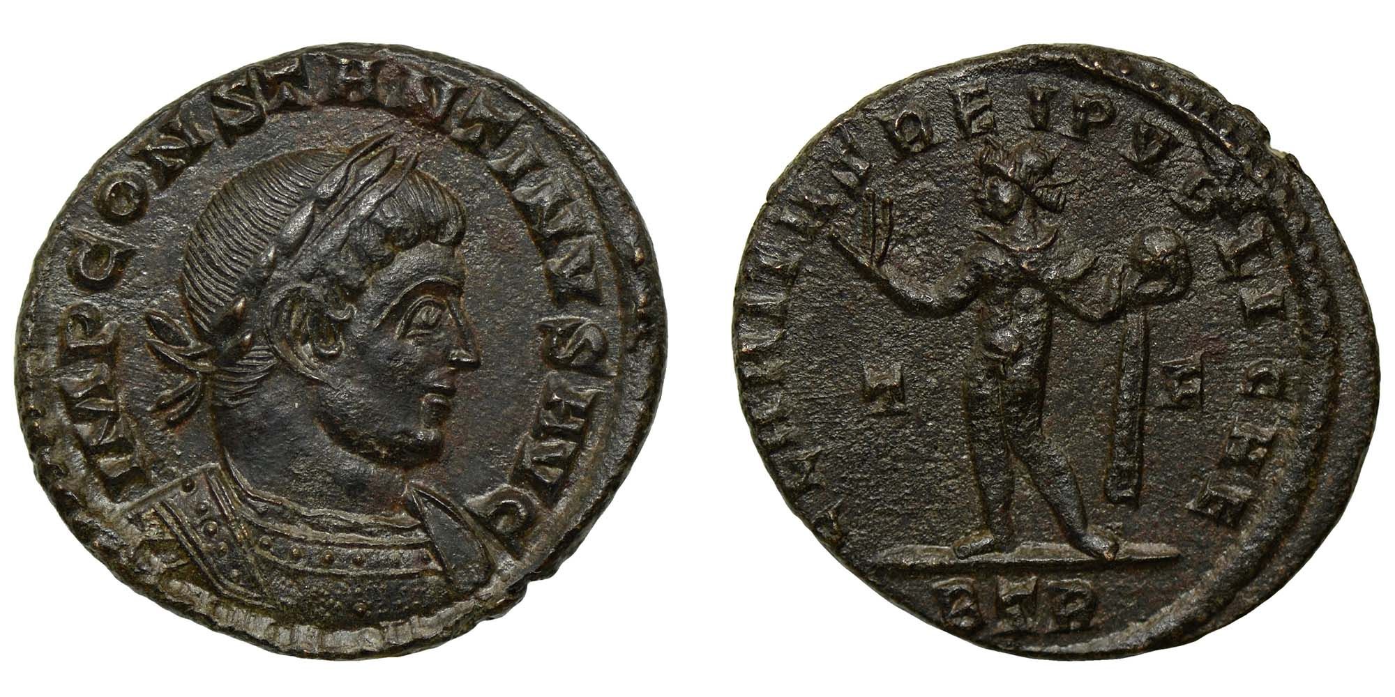 Constantine I Bronze Follis AD 317 Rare variant, An apparently unpublished type for Constantine