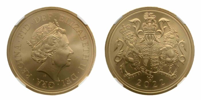 Elizabeth II Gold Matt Five pounds 2022
