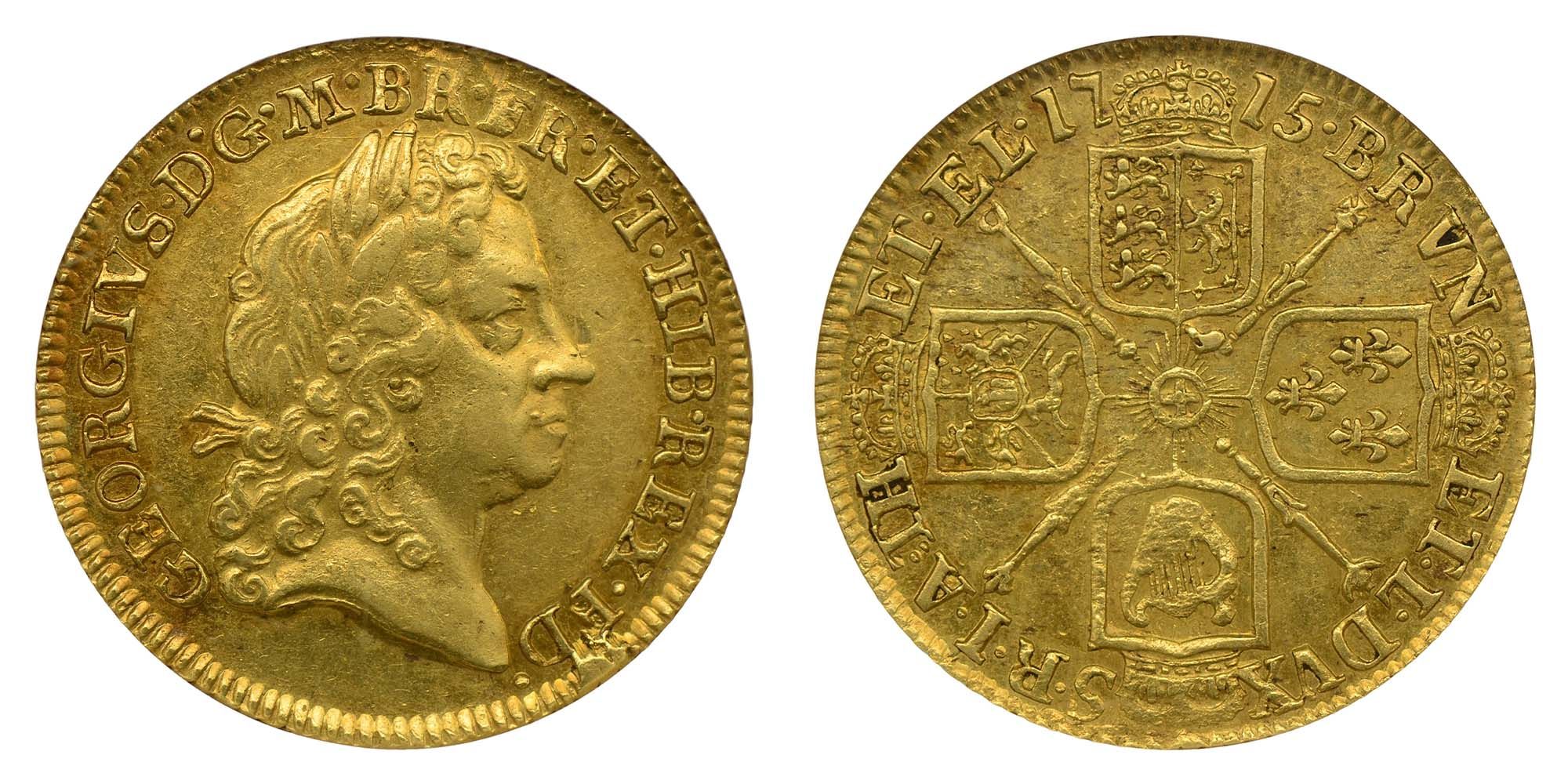 George I Gold Guinea 1715 A rare type