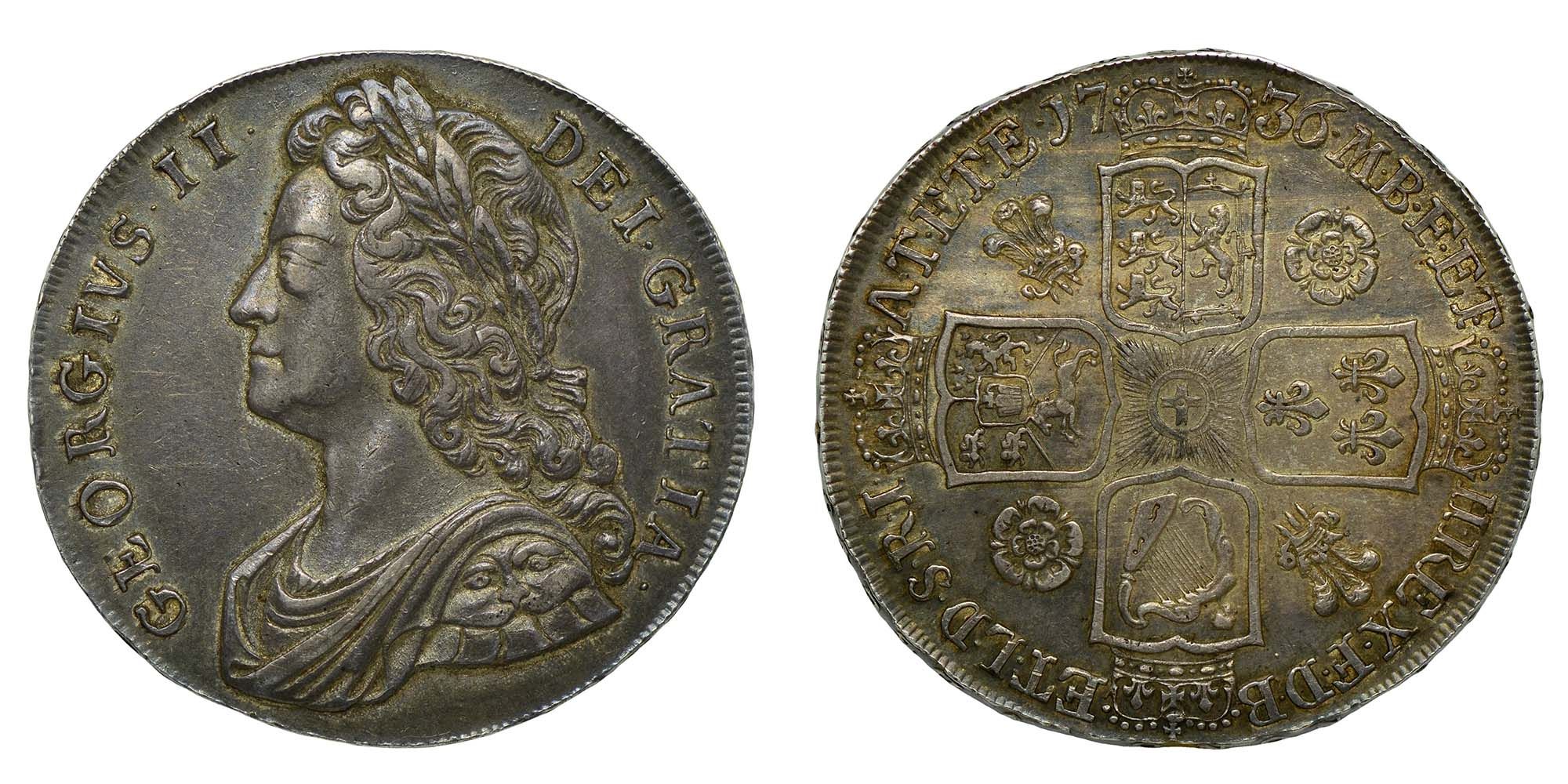 George II Silver Crown 1736 Scarce