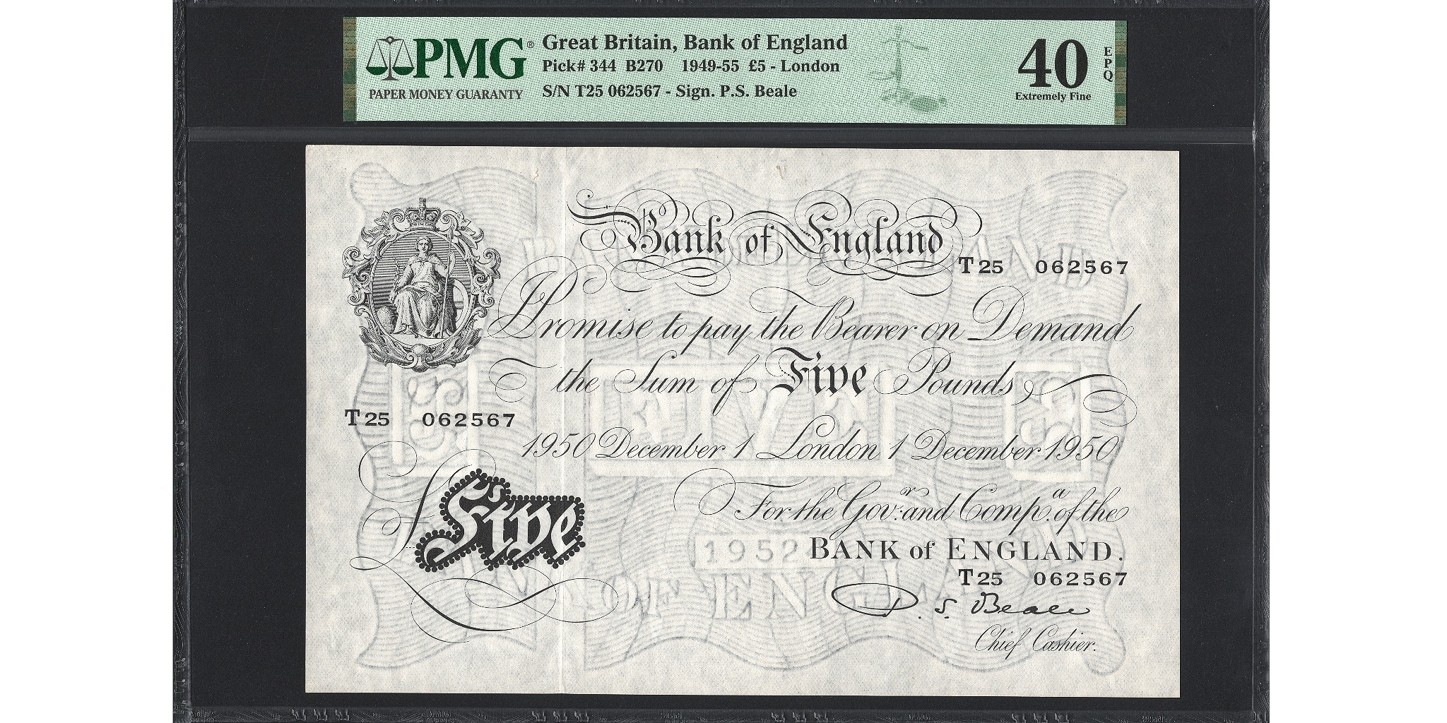 Percival Beale £5 Banknote - Prefix T25 - Bank of England