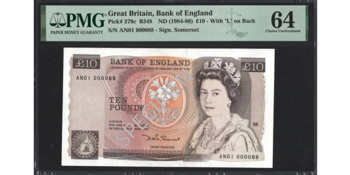 David Somerset £10 Banknote - Prefix AN01 - Bank of England - A scarce low 'lucky' number