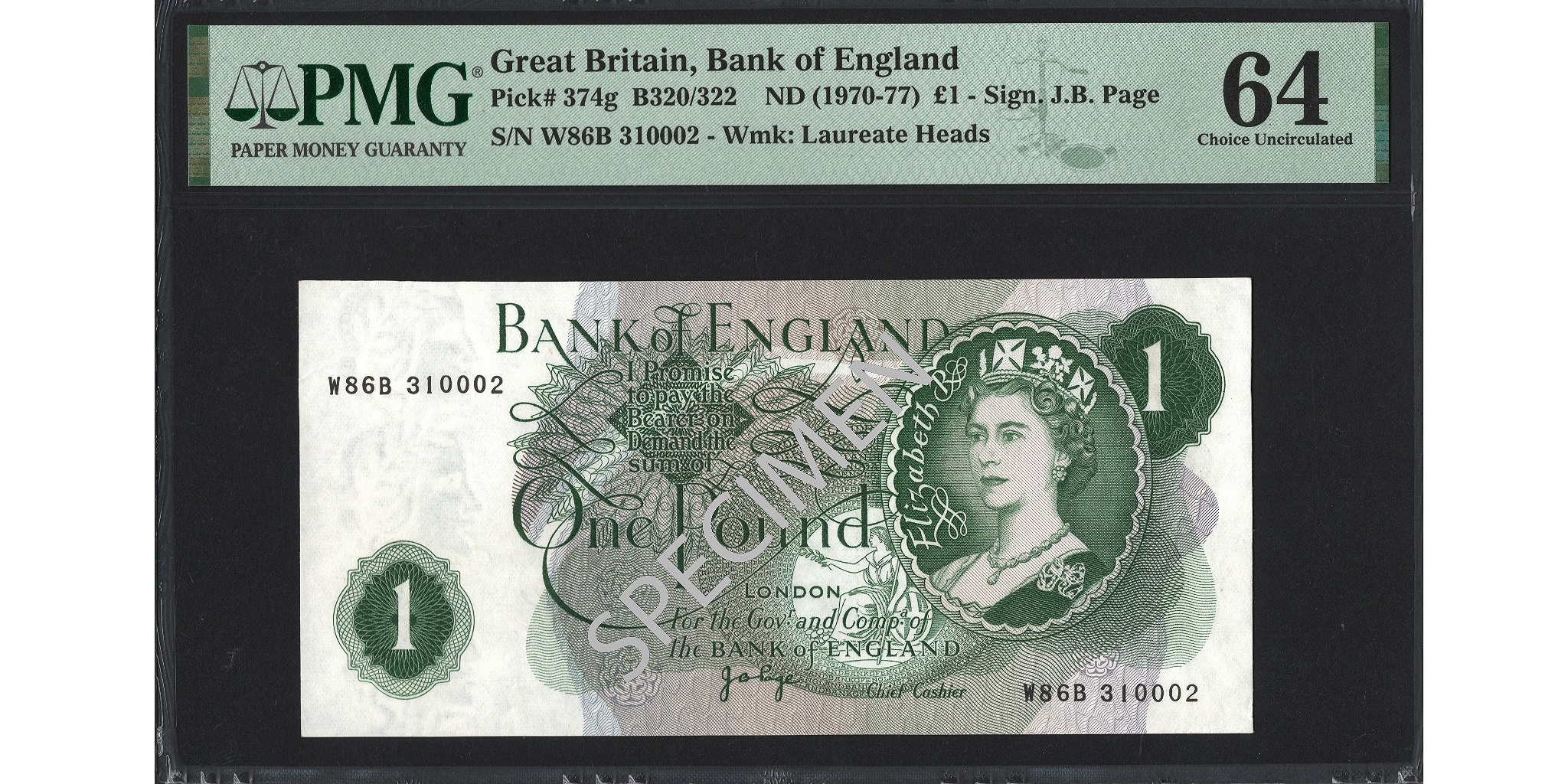 John Page/John Fforde £1 Banknotes - Prefixes W86B - Bank of England - Scarce