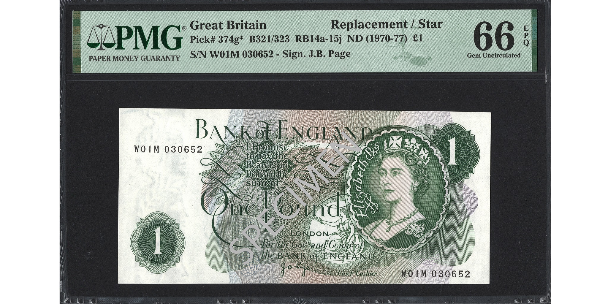 John Page £1 Banknote - Prefix W01M - Bank of England