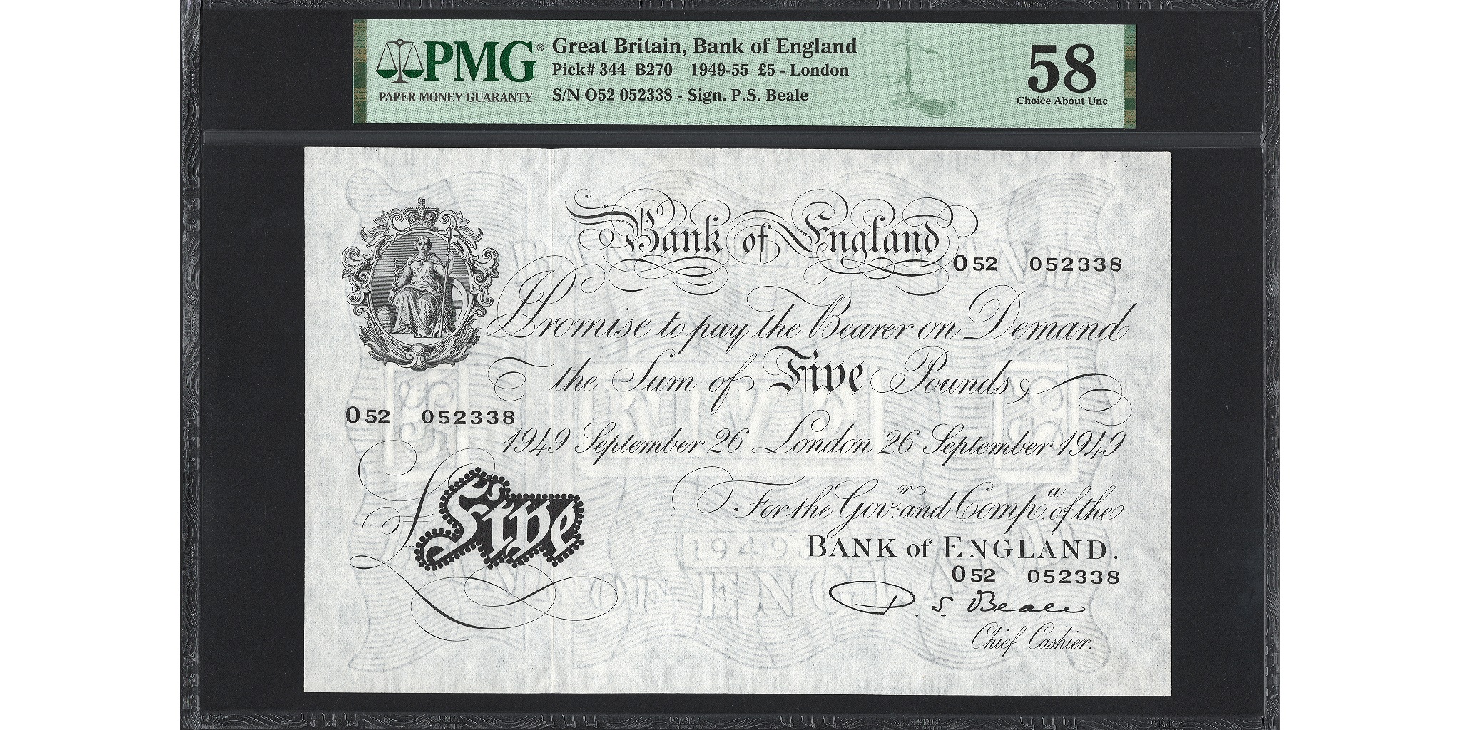 Percival Beale £5 Banknote - Prefix O52 - Bank of England