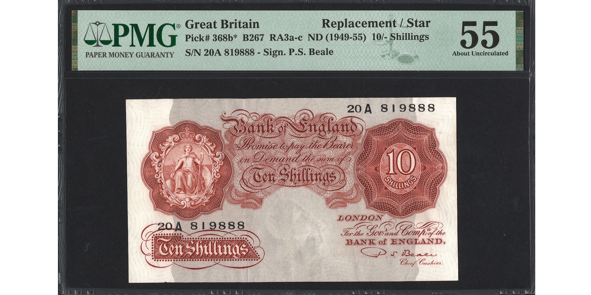 Percival Beale 10 Shillings Banknote - Prefix 20A - Bank of England