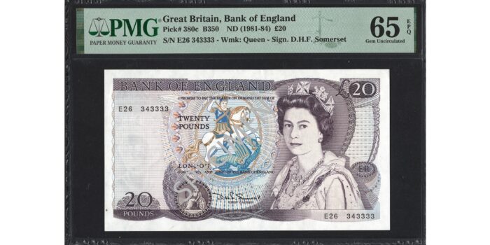David Somerset £20 Banknote - Prefix E26 - Bank of England