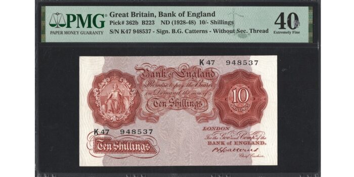 Basil Catterns 10 Shillings Banknote - Prefix K47 - Bank of England