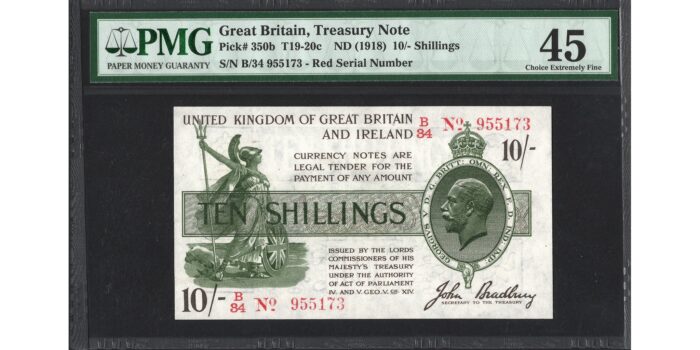 John Bradbury 10 Shillings Banknote - Prefix B/34 - Treasury